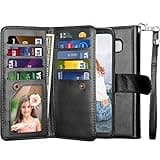 NJJEX for Galaxy S8+ Case, for Galaxy S8 Plus Wallet Case, PU Leather [9 Card Slots] Card Holder Folio Flip Cover [Detachable][Kickstand] Magnetic Phone Case & Wrist Strap for Samsung S8 Plus [Black]