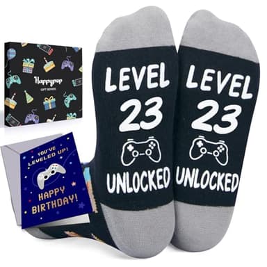HAPPYPOP 23rd Birthday Gifts Ideas - Socks for 23 Year Olds Women Men, Best Gifts for 23 Year Olds with Card