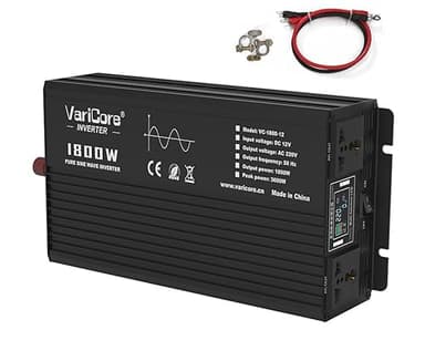 VariCore 1800W Pure Sine Wave Inverter 12VDC to AC 220V Converter for Home, RV, Truck, Camping, Off-Grid Solar Power Inverter with LCD Display Showing Real-time Status, Surge