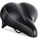 Bikeroo Extra Wide Replacement Saddle - Fits Indoor & Outdoor Bicycles - Steel Spring & Elastomer Suspension - Center Cutout - Memory Foam - Outdoor