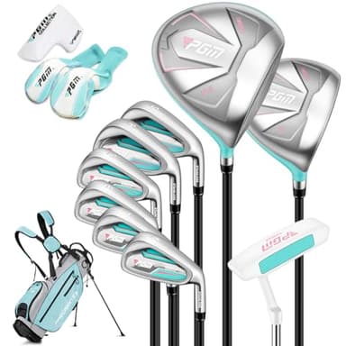PGM Women's Complete Golf Club Sets - 9 Pieces - 2 Wood (#1,5), 6 Irons(#6,7,8,9,PW,SW), 1 Putter - with Golf Stand Bag - Graphite Shaft