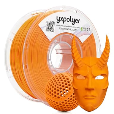 YXPOLYER Flexible PLA Soft Food-Grade Flex PLA Pro 3D Printer Filament for Printing Halloween Costumes Mask for Adult and Kids, Bouncy Airless Basketball, High-Elastic Pet Toys 1.75mm 1KG Orange