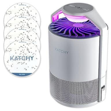 Katchy Indoor Fly Trap– Catcher & Killer for Mosquito, Fruit Fly, Gnat & Small Moth – Non-Zapper Trap with Fan Suction & Blue UV Light – Ideal for Indoor Spaces, Kitchen & Plants (Original, White)