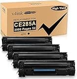 v4ink 4PK Compatible 85A Toner Cartridge Replacement for HP 85A CE285A 36A CB436A 35A CB435A Canon 125 Toner for HP Pro P1006 P1102 P1102W P1109w MFP M1212nf M1217nfw MF3010 LBP6030 LBP6030W Printer