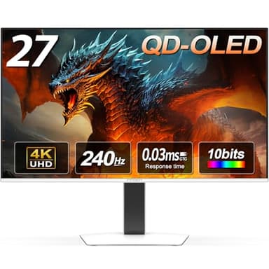 INNOCN 27" OLED 3840 x 2160p 4K 240Hz Gaming Monitor, Gaming Console Ready, VRR, MAC-View Mode, HDR 400, 0.03ms, FPS/RTS, HDMI 2.1, DP, Speaker, Pivot Adjustable Stand, Ultra-Thin - GA27W1Q