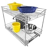 LYNK PROFESSIONAL® Pull Out Cabinet Organizer - 14" x 21" - Slide Out Drawer for Kitchen Cabinets - Sliding Pantry Shelves - Roll Out Shelf for Pots, Pans, Lifetime Ltd Warranty - 2 Tier
