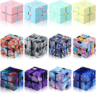 12 Pieces Mini Cube Blocks Desk Toy Magic Sensory Tool Blocks Puzzle Flip Cube for Teens Adults Birthday Favors