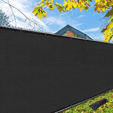 iCover 5x25ft Privacy Screen Fence, Outdoor Fencing Panels, Garden Windscreen Mesh Shade Sail Net Barrier, Fence Privacy Screen with Reinforced Bindings and Brass Grommets Cable Zip Ties, Carbon Black