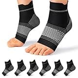 Plantar Fasciitis Sock (6 Pairs) for Men and Women, Compression Foot Sleeves with Arch and Ankle Support (Black, Medium)