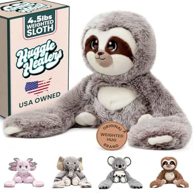 Huggle Healers Weighted Stuffed Animals for Adults, Teens and Kids - 36 Inch Long Plush Arms for Hugs - 4.5lb Sloth Stuffed Animal Plushies - Marshmallow Sloth