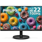 Philips 22 inch Class Thin Full HD (1920 x 1080) Monitor, 100Hz Refresh Rate, VESA, HDMI x1, VGA x1, LowBlue Mode, Adaptive Sync, 4 Year Advance Replacement Warranty, 221V8LB