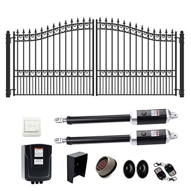 ALEKO 12x6 feet London Dual Swing Driveway Gate with Automatic Opener, Galvanized Steel Security Fence Gate