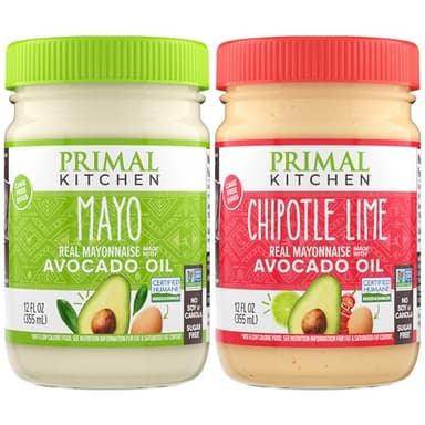 Primal Kitchen Mayo made with Avocado Oil, No Soy or Canola Oils, Original & Chipotle Lime, 12 Ounces, Pack of 2