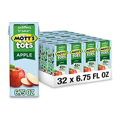 Mott's For Tots Apple, 6.75 Fl Oz Boxes, 32 Count (4 Packs Of 8), Juice With Purified Water, Good Source Of Vitamin C, 40% Less Sugar Than 100% Apple Juice, No Artificial Sweeteners