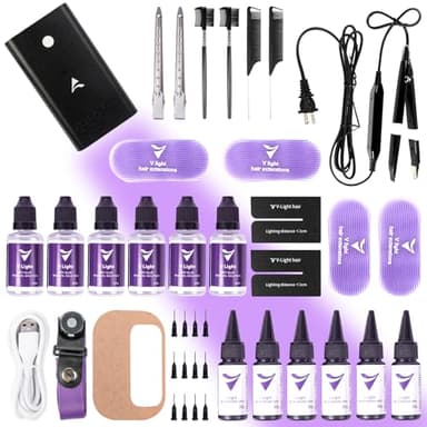 V Light Hair Extension Kit, V Light Hair extension machine *1, V light remover machine * 1, V Light glue 20ml * 6, V Light glue remover 20ml * 6 (Black machine set)
