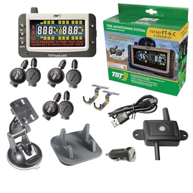 TST 507 Series TPMS - RV Tire Pressure Monitoring System with 6 Flow Thru Sensors & Color Display Monitor for Travel Trailers, Campers and Motorhomes (Metal Valve Stems Required for Flow Thru)