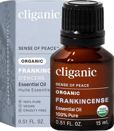 Cliganic Organic Frankincense Essential Oil - Boswellia Serrata, 100% Pure Natural Undiluted, for Aromatherapy | Non-GMO Verified