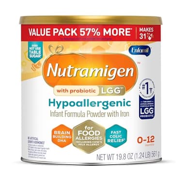 Enfamil Nutramigen Hypoallergenic Baby Formula with Iron, Lactose Free, Colic Relief from Cow's Milk Allergy Starts in 24 Hours, Brain Building DHA, Probiotic LGG for Immune Support, 19.8 Oz Can