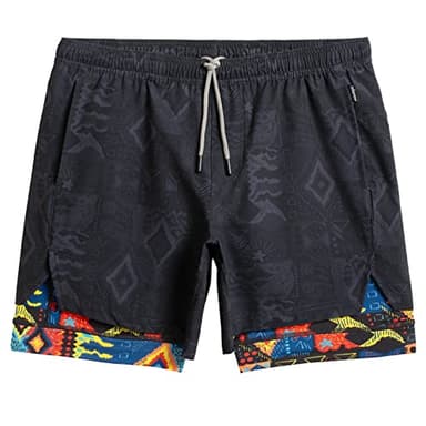 maamgic Mens Workout Shorts 2 in 1 Stretch 5" Gym Shorts Running Shorts with Compression Liner Zip Pocket Totem Gray Medium