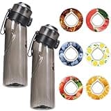 Alpha Fit 2 Packs Flavored Water Bottle, Flavored Pods compatible with Air Up Water Bottle, Air Up Water Bottle, Water Bottle for Christmas Gift (2-Pack Black Water Bottles with 6 Pods Total)