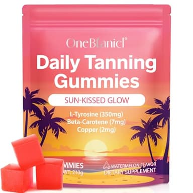 EIFTG Daily Tanning Gummies - Natural Sun-Free Glow - with L-Tyrosine & Beta-Carotene to Enhance Tan, Nourish & Protect Skin, Watermelon Flavor, 60 Count