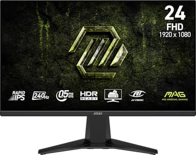 msi MAG 245F X24 24-inch 1920 x 1080 (FHD) Gaming Monitor, 240Hz, FreeSync Premium, HDR Ready, HDMI, VGA Port, VESA Mountable, Tilt, 4-Side Slim Bezel, 0.5ms, Black