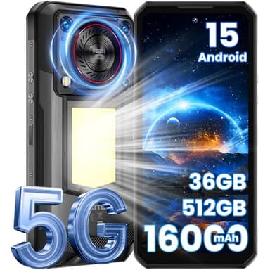 OUKITEL WP56 5G Rugged Smartphone Unlocked - 36GB+512GB/2TB Android 15 Rugged Phone,16000mAh Battery, 1000-Lumen Camping Light, 6.8" FHD+ 120Hz,108MP Camera,128dB Loud Speaker Waterproof, NFC/GPS/OTG