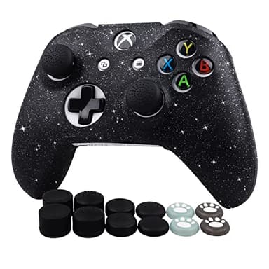 RALAN Glitter Controller Skin for Xbox One, Anti-Slip Silicone Controller Cover Protector Compatible for Xbox 1 Wireless/Wired Gamepad Joystick with 4 Thumb Grips Caps and Black Pro Thumb Grip x 8