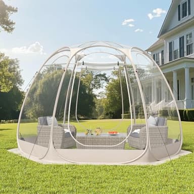 8 Person Pop Up Bubble Tent, Outdoor Igloo Dome with Waterproof Roof & Vent Windows, Garden Igloo Tent Clear PVC, 540° Transparent Screen Room for Patio, Backyard, 10FT