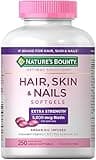 Generic Hair, Skin & Nails Softgels, 250 Count, 5,000 mcg Biotin per Serving, Supports Radiant Hair, Strong Nails & Healthy Skin