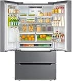 Smad 22.5 Cu.Ft French Door Refrigerator Counterdepth Refrigerator with Bottom Freezer Full Size Refrigerator with Ice Maker Automatic Defrost, Humidity Controlled, Fingerprint-Proof Stainless Steel
