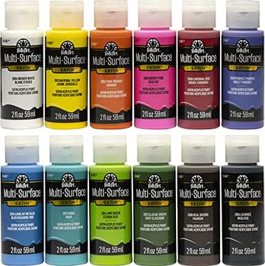 FolkArt PROMO830 Multi Satin Finish Acrylic Craft Paint Set Designed for Beginners and Artists, Non-Toxic Formula That Works on All Surfaces, 2 oz, 2 Fl Oz (Pack of 12), Colors may vary, 24