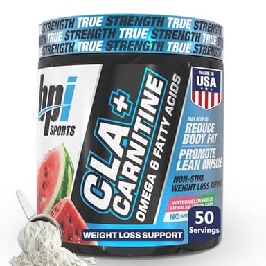 BPI Sports CLA+Carnitine – CLA L Carnitine & Linoleic Acid – L Carnitine Supplement for Weight Loss, Metabolism & Lean Muscle – Caffeine Free – Watermelon Freeze – 50 Servings – 12.34 oz