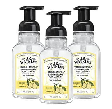 J.R. Watkins Foaming Hand Soap with Pump Dispenser, Moisturizing Foam Hand Wash, Alcohol-Free, Cruelty-Free, Citron, 9 fl oz, 3 Pack