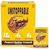 UNSTOPPABLE Vegan Protein Bars, High Protein, Plant Based, Gluten Free, High Fiber, Low Carb, Low Calorie, Healthy Snacks, No Sugar, Keto Energy Bar, Peanut Butter, 12 Count