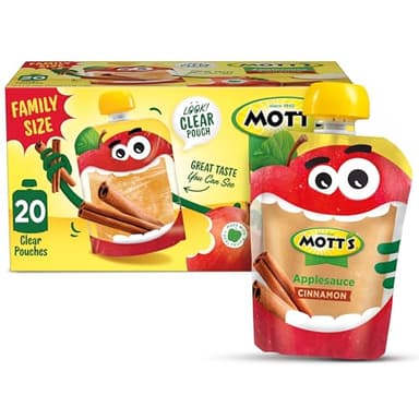 Mott's Cinnamon Applesauce, 3.2 oz clear pouches, 20 pack