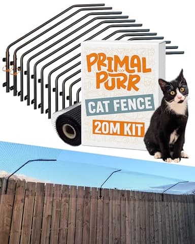 Cat Fence Outdoor Barrier - Top of Fence Height Extender Solution for Pets - Wall Topper – Invisible Solution for Small Dogs - Cat proofing Fence Extension - Catio (20m / 66ft)