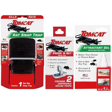 Tomcat Trap and Bait Bundle for Rats and Mice, Includes 2 Press 'N Set Mouse Traps, 1 Rat Snap Trap and Attractant Gel