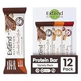 Extend Sugar Free Protein Bars, Perfect Diabetic Snacks, High Protein and Fiber, Hunger Control & Steady Energy, Low Carb, Keto Friendly (12 Count, Variety Pack)