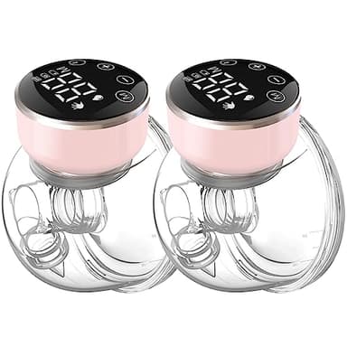 Wearable Breast Pump Hands Free of Longer Battery Life & LED Display, Portable Electric Breast Pump with 3 Modes & 9 Levels & Low Noise, 24 mm Flange, 2 Pcs Pink