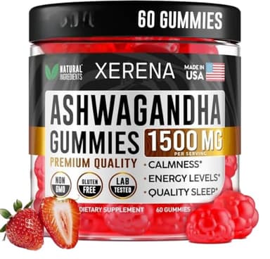 XERENA Ashwagandha Gummies 1500mg Extra Strength for Women and Men - Organic Supplement for Stress Relief, Anxiety & Sleep -Chewable Ashwagandha Root Extract for Stress Relief & Calm - 60 Count