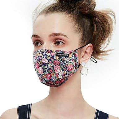 UTRIPSUNEW Face Masks for Women - Cotton Face Mask Washable Reusable Cloth Mask with 4 Filters Adjustable Ear Loops & Nose Wire
