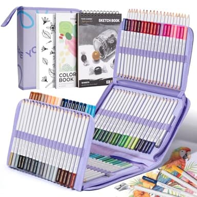 Four Candies Colored Pencils Set,120 Soft Colored Pencils for Coloring Books and Drawing,Blending,Shading. Non-Toxic Art Supplies with Portable Zipper Case & 3-Color Sketchbook for Artists, Beginners