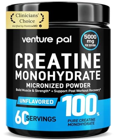 Venture Pal 100% Pure Micronized Creatine Monohydrate Powder, Unflavored Creatine for Women & Men, Vegan, Keto, Gluten Free, 5 g (5000mg) per Serving, Creatina Monohidratada en Polvo