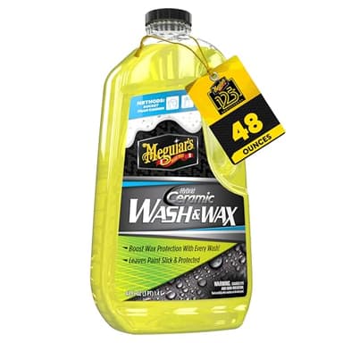 Meguiar's Hybrid Ceramic Wash & Wax - Sophisticated Car Wash Gently Cleans and Adds Shine and Slickness While Boosting Paint with Hybrid Ceramic Wax and Extreme Water Beading - 48oz