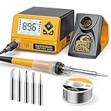 SEEKONE 60W Soldering Station 356°F - 896°F（180℃ - 480℃）Soldering Iron Station with 5 Extra Iron Tips, ESD Safe, 3 Preset Channels, °C/ºF Conversion, Auto Sleep, Calibration Support & Power-on Memory