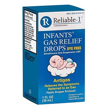 Reliable-1 Laboratories Infants Gas Relief Drops Stomach Relief Gas Drops for Babies, Infants and Toddlers | Simethicone Baby Gas Relief | Safe for Newborns, Dye Free Formula | 1 Fl Oz
