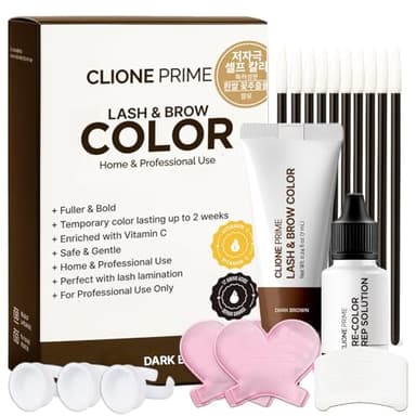 Korean Lash & Brow Color Kit – Temporary Eyelash & Eyebrow Color, Dark Brown, Naturally Fades Within 1-2 Weeks, Gentle Vitamin C Formula