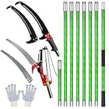 26Ft Pole Saw for Tree Trimming Manual Branch Pruner with Sharp Scissor Extendable Tree Pole Pruner Cutting Set Garden Tools (7.3-26 ft with Scissors)
