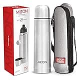Milton Thermosteel Flip Lid 500, Double Walled Vacuum Insulated Thermos 500 ml | 16 oz | 24 Hours Hot and Cold Water Bottle with Cover, Stainless Steel, BPA Free, Leak Proof | Silver